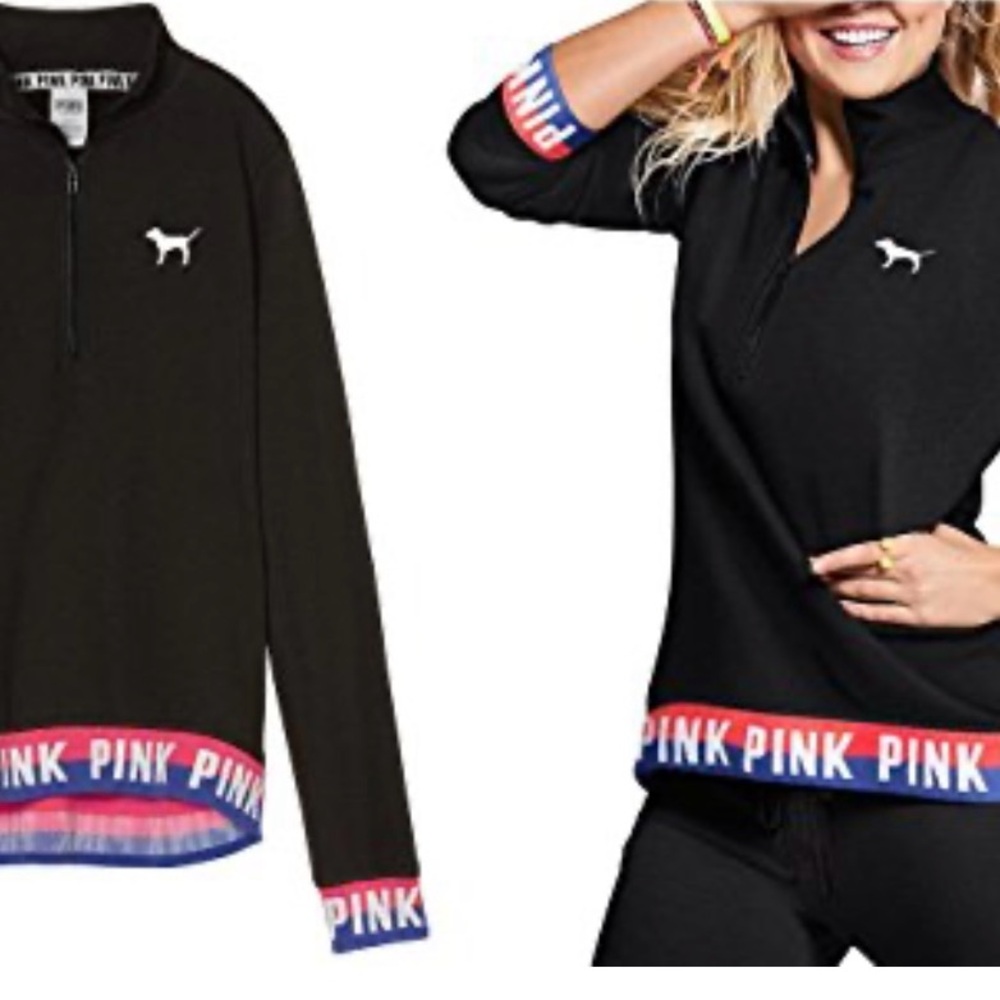 PINK Victoria's Secret Rainbow High Low Mock  Pullover size small NWT